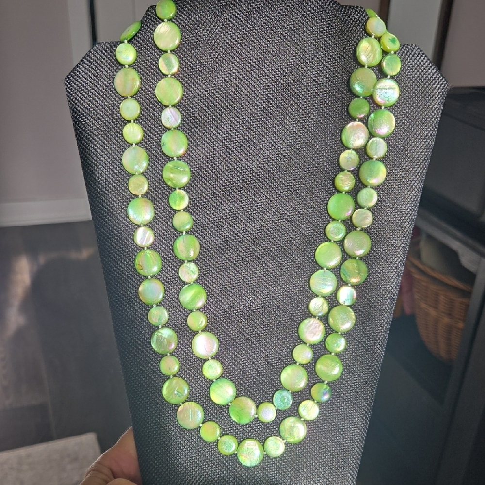Long Dyed Coin Pearl Necklace